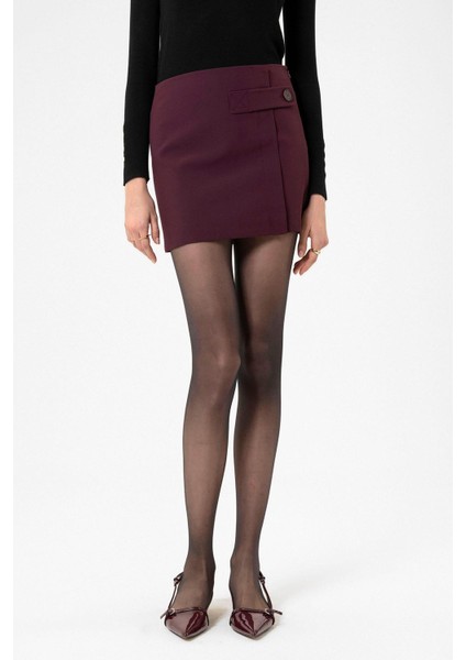 Bordo Kadın Düğme Detaylı Mini Etek fırsatları