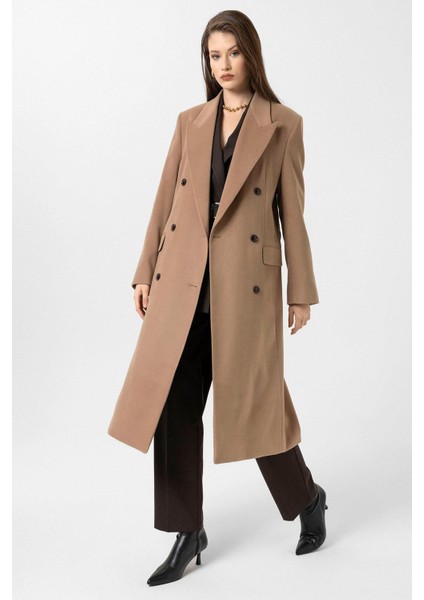 Camel Kadın Kemerli Kruvaze Kaban modelleri