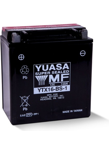 YTX16-BS-1 12V14 Ah Bakımsız Motosiklet ve Atv Aküsü