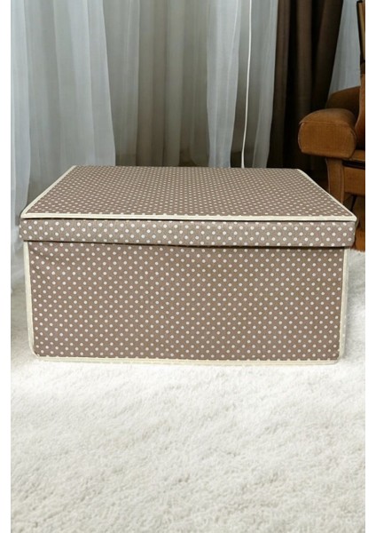 Mega Çok Amaçlı Saklama Kutusu,kutu Hurç,kutu,organizer,oyuncak Kutusu Bej Puantiye Desen 40X60X30 fiyatları