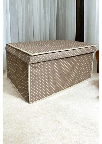 Mega Çok Amaçlı Saklama Kutusu,kutu Hurç,kutu,organizer,oyuncak Kutusu Bej Puantiye Desen 40X60X30 modelleri
