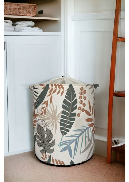 Yaprak Desenli Katlanır Kirli Çamaşır Dolap Içi Çocuk Odası Oyuncak Düzenleyici Saklama Sepeti 37X4