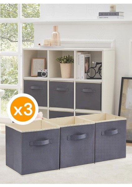 3'lü Dolap Içi Çamaşır Oyuncak Düzenleyici Kapaksız Saklama Kutusu Organizer 30 x 30 x 30