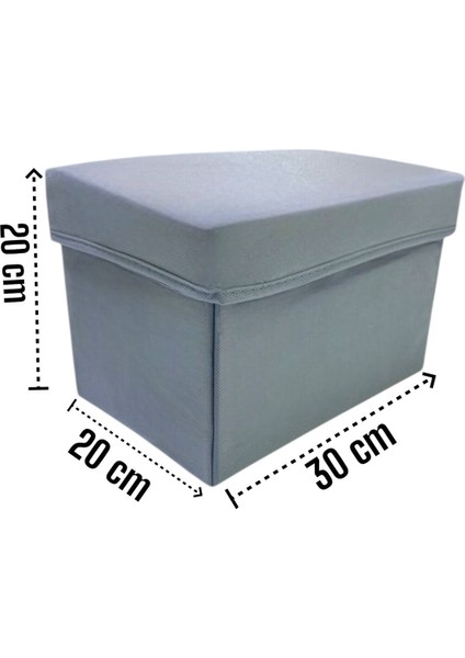 3 Adet Gri Kapaklı Dolap Içi Düzenleyici Kutu Çok Amaçlı Saklama Kutusu Large 30 x 20 x 20 cm
