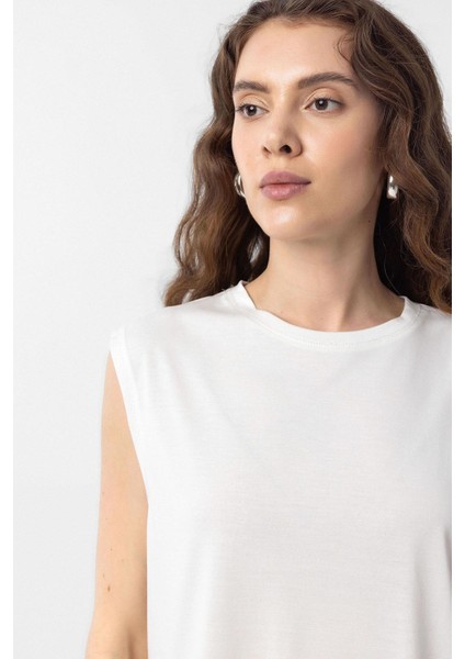 Beyaz Modal Kumaş Kadın T-Shirt modelleri