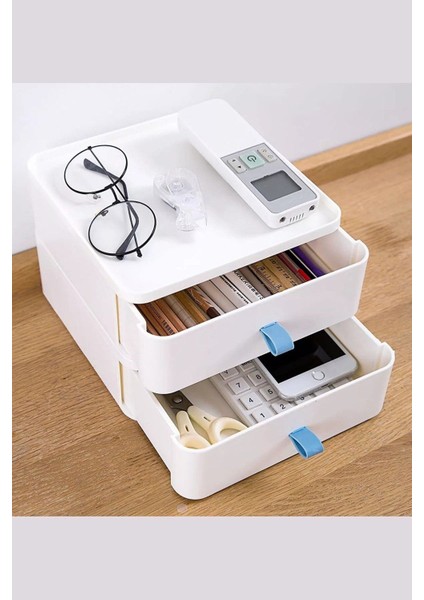 2 Katlı Çekmece Masaüstü Organizer Makyaj Takı Aksesuar Düzenleyici Saklama Kutusu Dişçi Malzemesi modelleri