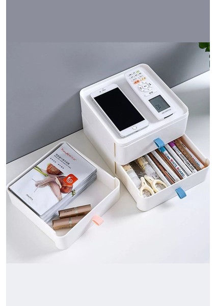 2 Katlı Çekmece Masaüstü Organizer Makyaj Takı Aksesuar Düzenleyici Saklama Kutusu Dişçi Malzemesi fırsatları