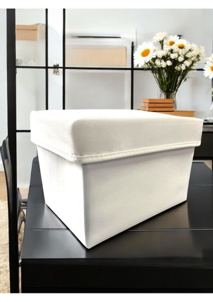 4 Adet Beyaz Kapaklı Dolap Içi Düzenleyici Kutu Çok Amaçlı Saklama Kutusu Large 30 x 20 x 20 cm
