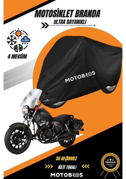 Motosiklet Branda Kuba Superlight Siyah Su Geçirmez ve Dayanıklı (En Kalın) Kumaş Ömürlük Kullanım