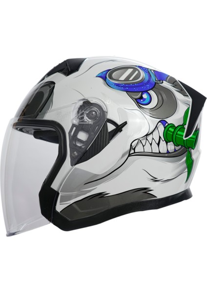 528 Çenesiz Vizörlü Yazlık Kask Panda