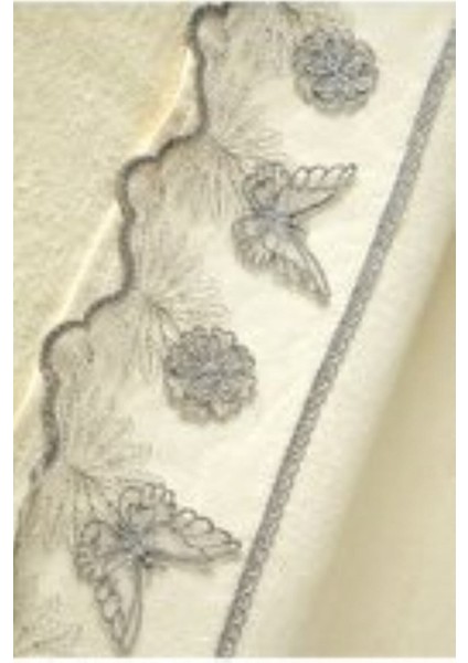 Kadife yüz havlusu 50x90 cm, güpürlü, şık ve zarif tasarım, gri renk fiyatları