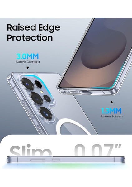 Samsung Galaxy S25 Ultra Kılıf Magsafe Wireless Kablosuz Şarj Destekli Sert Şeffaf Darbe Emici Kapak