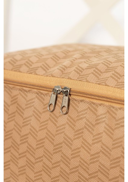 3'lü Balıksırtı Desenli Bej Küçük Boy Baza Altı, Valiz Düzenleyici Hurç / 30 x 22 x 18 fırsatları