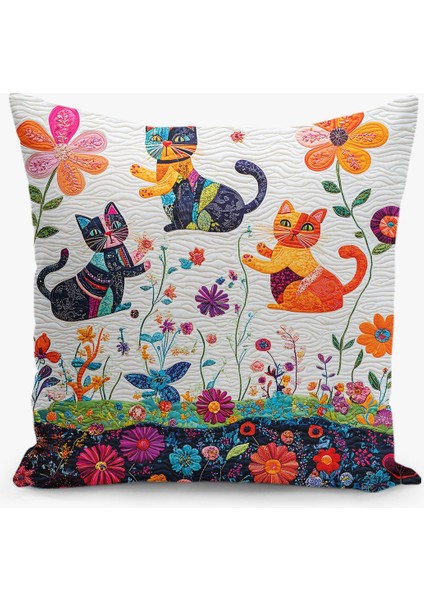 4 Lü Çift Taraflı Dijital Baskı Kırlent Kılıfı Kedi Desenli fiyatları