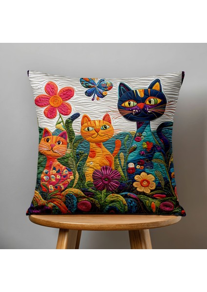 4 Lü Çift Taraflı Dijital Baskı Kırlent Kılıfı Kedi Desenli indirimleri