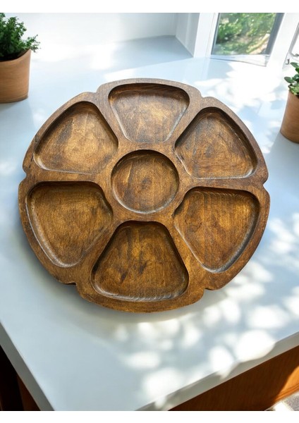 7 Bölmeli Doğal Kayın Kahvaltılık, Sunumluk, Çerezlik 30X30 cm indirimleri