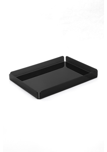 Siyah Pleksi Çay Kahve Sunum Servis Tepsisi Ofis Masa Üstü Evrak Düzenleyici-Banyo Organizer 30X22CM