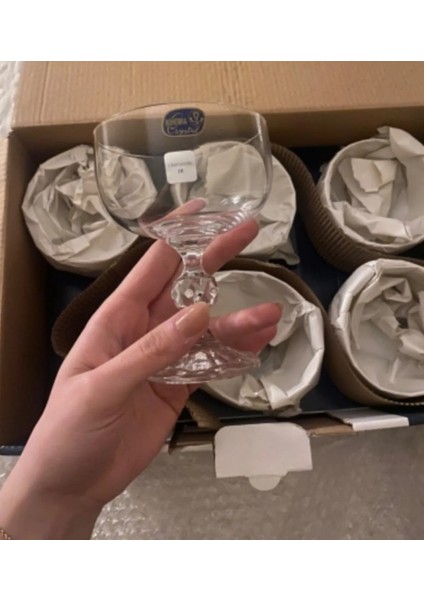 Crystal Pembe Lüster Ayaklı Bardak 6'lı 200 cc Dondurmalık Home Ev Ürün Çerezlik Kase indirimleri