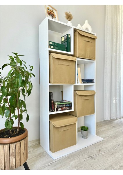 3 Adet Bej Kapaklı Dolap Içi Çamaşır Oyuncak Düzenleyici Katlanır Saklama Kutusu 30 x 30 x 30 cm