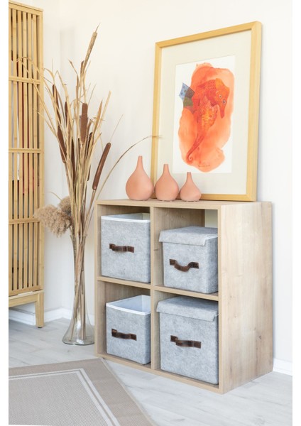 Keçe Dolap Içi Organizer Takı, Makyaj, Banyo, Ofis Düzenleyici Kapaklı Saklama Kutusu 25 x 25 x 25 cm
