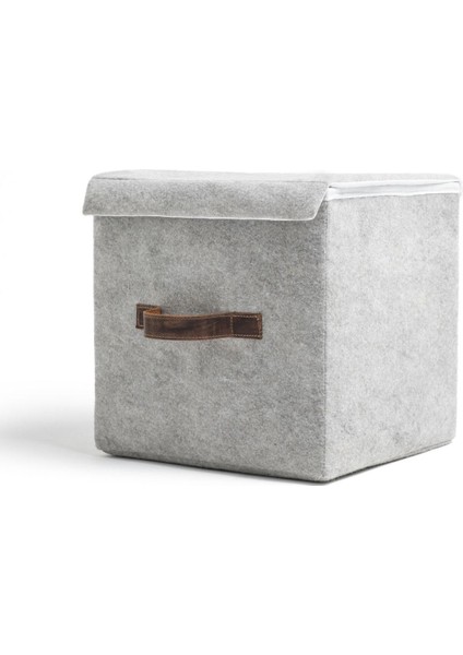 Keçe Dolap Içi Organizer Takı, Makyaj, Banyo, Ofis Düzenleyici Kapaklı Saklama Kutusu 25 x 25 x 25 cm