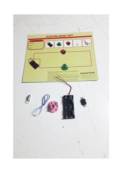 Okul Deney Seti - Elektrik Seti Ampul - Pil Yatağı - Duy -Düğme Seti