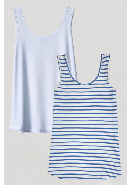 2 Adet A Kesim Pamuklu Kalın Askılı Atlet Tişört