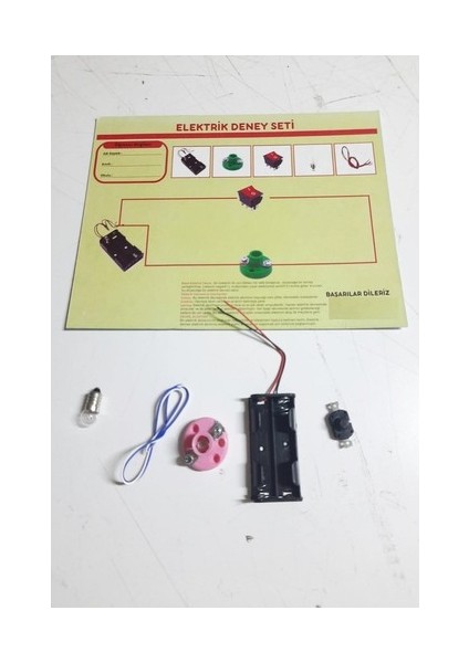 Okul Deney Seti - Elektrik Seti Ampul - Pil Yatağı - Duy -Düğme Seti