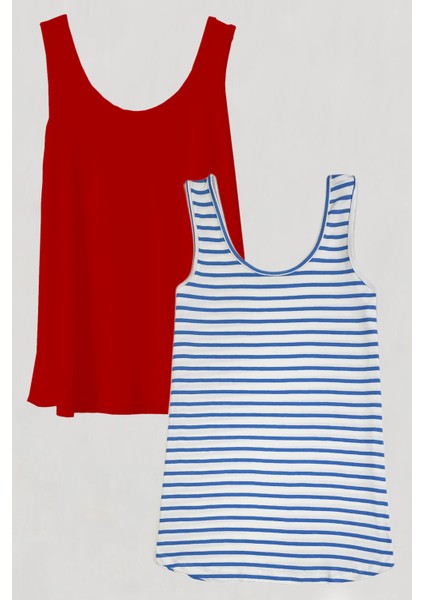 2 Adet A Kesim Pamuklu Kalın Askılı Atlet Tişört