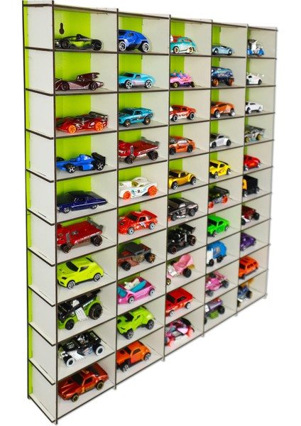 50 Araçlık Ahşap Duvar Rafı ( Hotweels ve Matchbox )