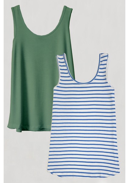 2 Adet A Kesim Pamuklu Kalın Askılı Atlet Tişört