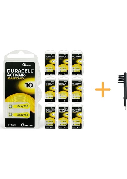 Activair 10 No İşitme Pili (10 Paket x 6= 60 Adet) + Mıknatıslı Fırça