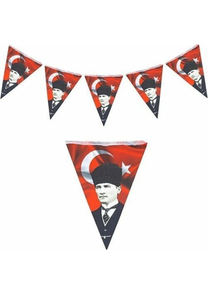 Atatürk Türk Bayrağı Üçgen Flama Kutlama Seti