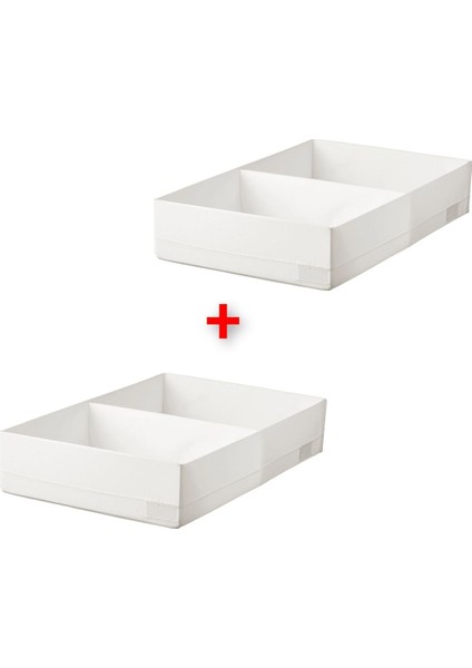 2 Adet Bölmeli Düzenleme Kutusu 34 x 51 x 10 cm Ikea 2'li Set Çekmece Içi Düzenleyici Beyaz