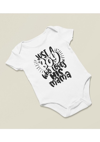 Sadece Annesini Seven Bir Erkek Yazılı Pamuklu Yumuşak Unisex Çıtçıtlı Body Zıbın