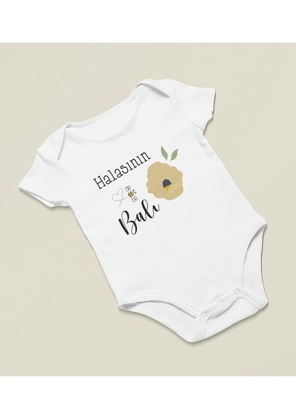 Halasının Balı Yazılı Pamuklu Yumuşak Unisex Çıtçıtlı Body Zıbın fiyatları