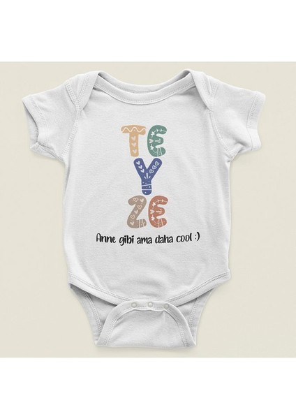 Teyze Anne Gibi Ama Daha Cool Yazılı Pamuklu Yumuşak Unisex Çıtçıtlı Body Zıbın