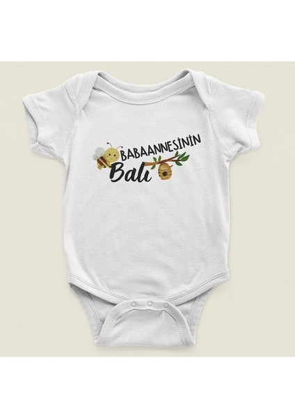 Babaannesinin Balı Yazılı Pamuklu Yumuşak Unisex Çıtçıtlı Body Zıbın