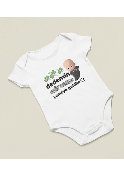 Dedemin Mirasını Yemeye Geldim Yazılı Pamuklu Yumuşak Unisex Çıtçıtlı Body Zıbın fiyatları