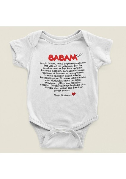 Babam Minik Mucizen Yazılı Pamuklu Yumuşak Unisex Çıtçıtlı Body Zıbın
