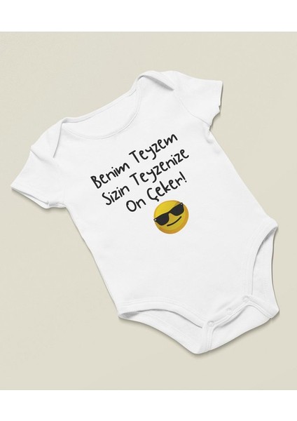 Benim Teyzem Sizin Teyzenize On Çeker ! Yazılı Pamuklu Yumuşak Unisex Çıtçıtlı Body Zıbın fiyatları