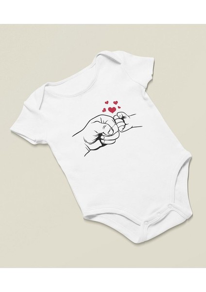 Tasarım Baba ve Çocuk Dayanışma Temalı Pamuklu Yumuşak Unisex Çıtçıtlı Body Zıbın fiyatları