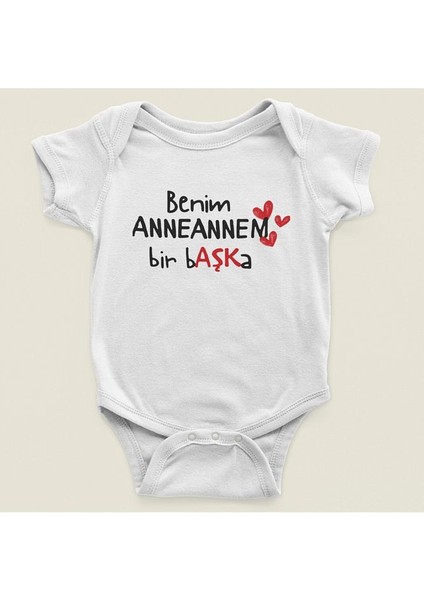 Benim Anneannem Bir Başka Yazılı Pamuklu Yumuşak Unisex Çıtçıtlı Body Zıbın