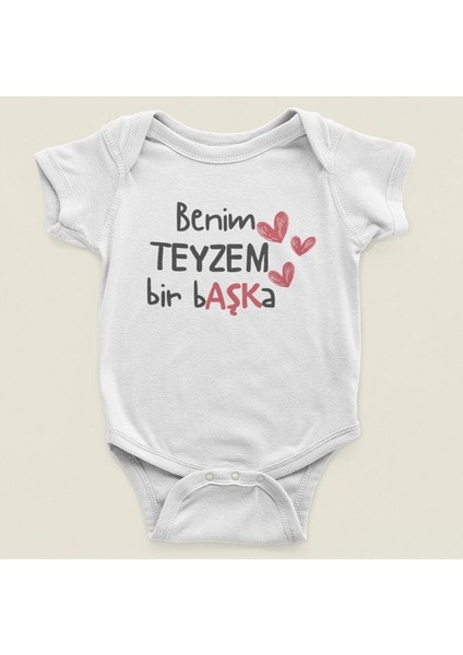 Benim Teyzem Bir Başka Yazılı Pamuklu Yumuşak Unisex Çıtçıtlı Body Zıbın