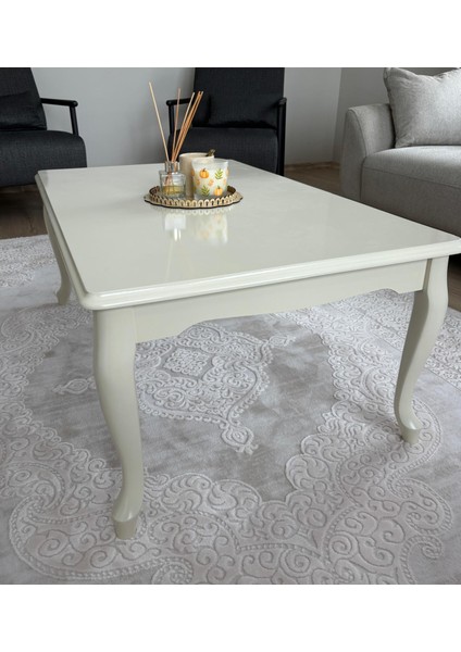Başaran Mobilya Üst Kalite 70X110 1. Sınıf Lake Boyalı Krem Orta Sehpa