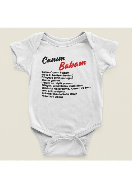 Babalar Günü Hediyen Benim Canım Babam Yazılı Pamuklu Yumuşak Unisex Çıtçıtlı Body Zıbın