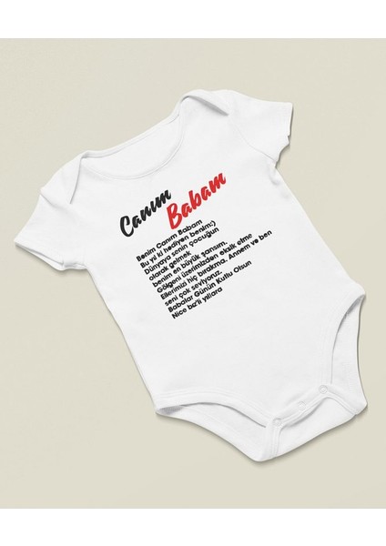 Babalar Günü Hediyen Benim Canım Babam Yazılı Pamuklu Yumuşak Unisex Çıtçıtlı Body Zıbın