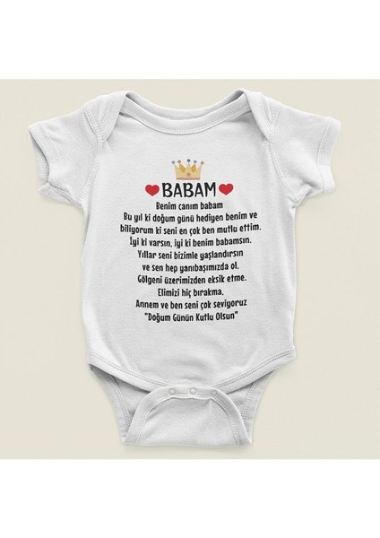 Doğum Günün Kutlu Olsun Baba Yazılı Pamuklu Yumuşak Unisex Çıtçıtlı Body Zıbın