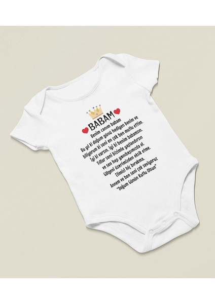 Doğum Günün Kutlu Olsun Baba Yazılı Pamuklu Yumuşak Unisex Çıtçıtlı Body Zıbın fiyatları