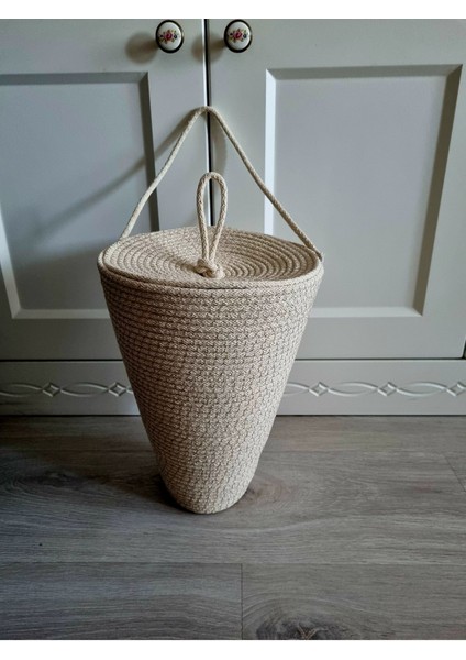 Poşetlik Kırık Beyaz Renk Kapaklı Poşet Düzenleyici Sepet 30 x 20 cm (Görseldeki Ürün Gönderilir)